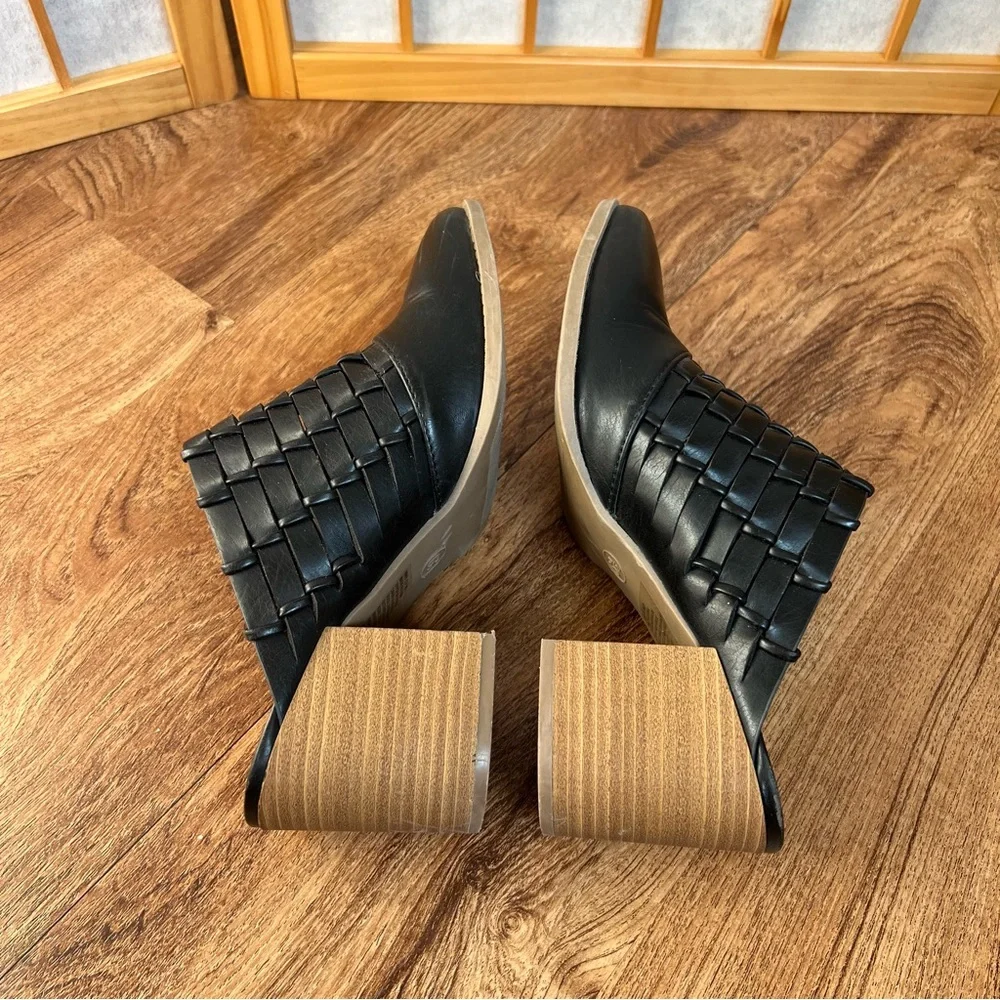 LC Lauren Conrad Woven Mule Heels Black Pointed Toe Size 6.5 - Picture 6 of 11